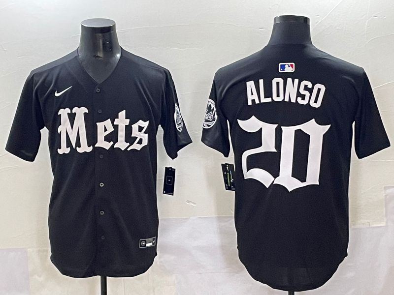 Men 2025 New York Mets #20 Alonso Black Five generations Joint Name Nike MLB Jersey style 1->new york mets->MLB Jersey